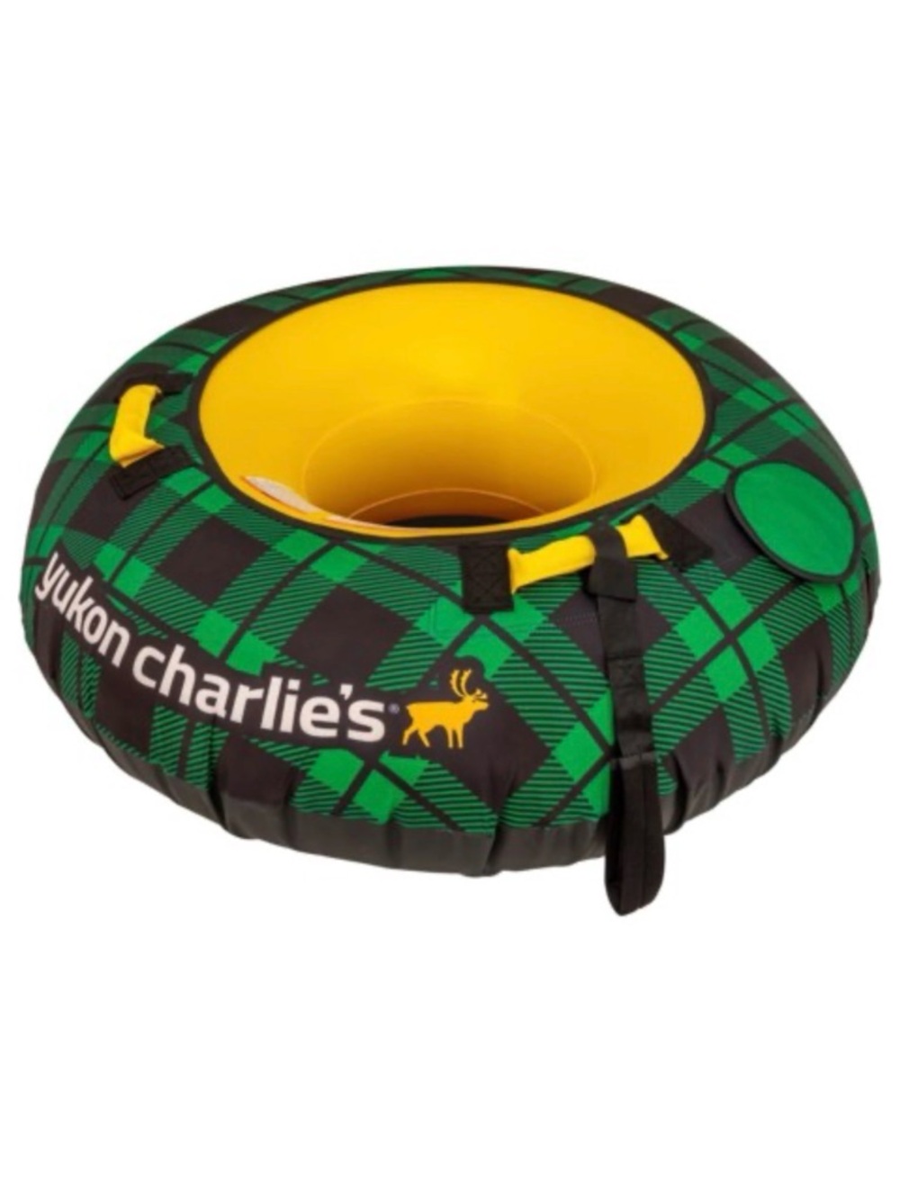 Yukon Charlie’s Youth 6+ Green Plaid Timber Tube Snow Tube w/ Yellow Inner Seat